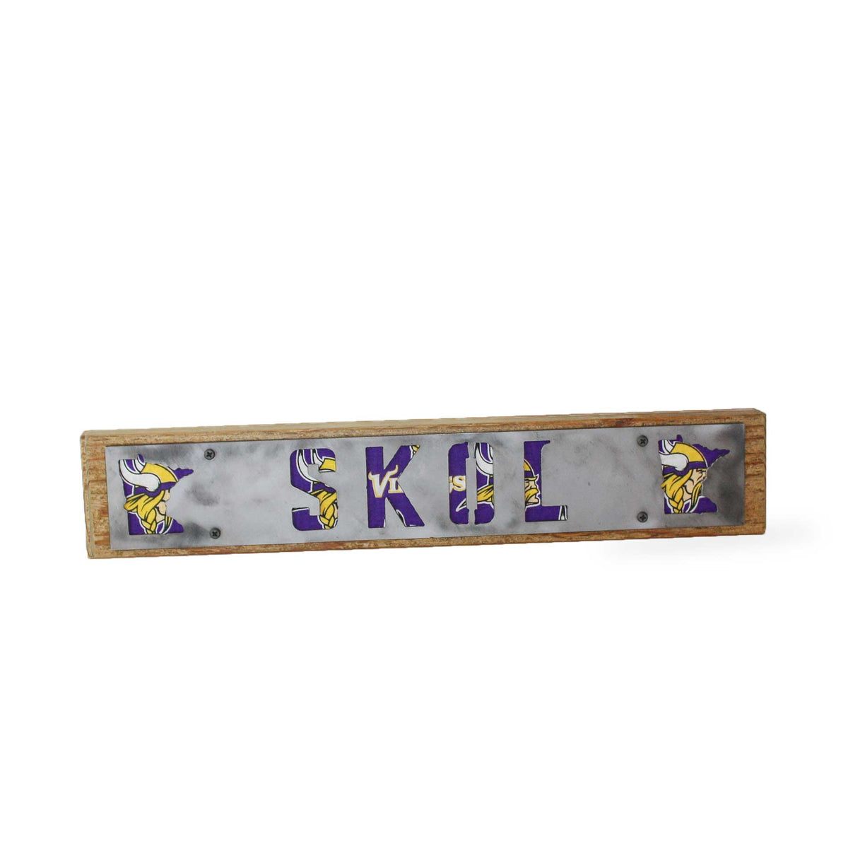 Minnesota Vikings SKOL Rustic Wood & Metal Large Home Decor Sign