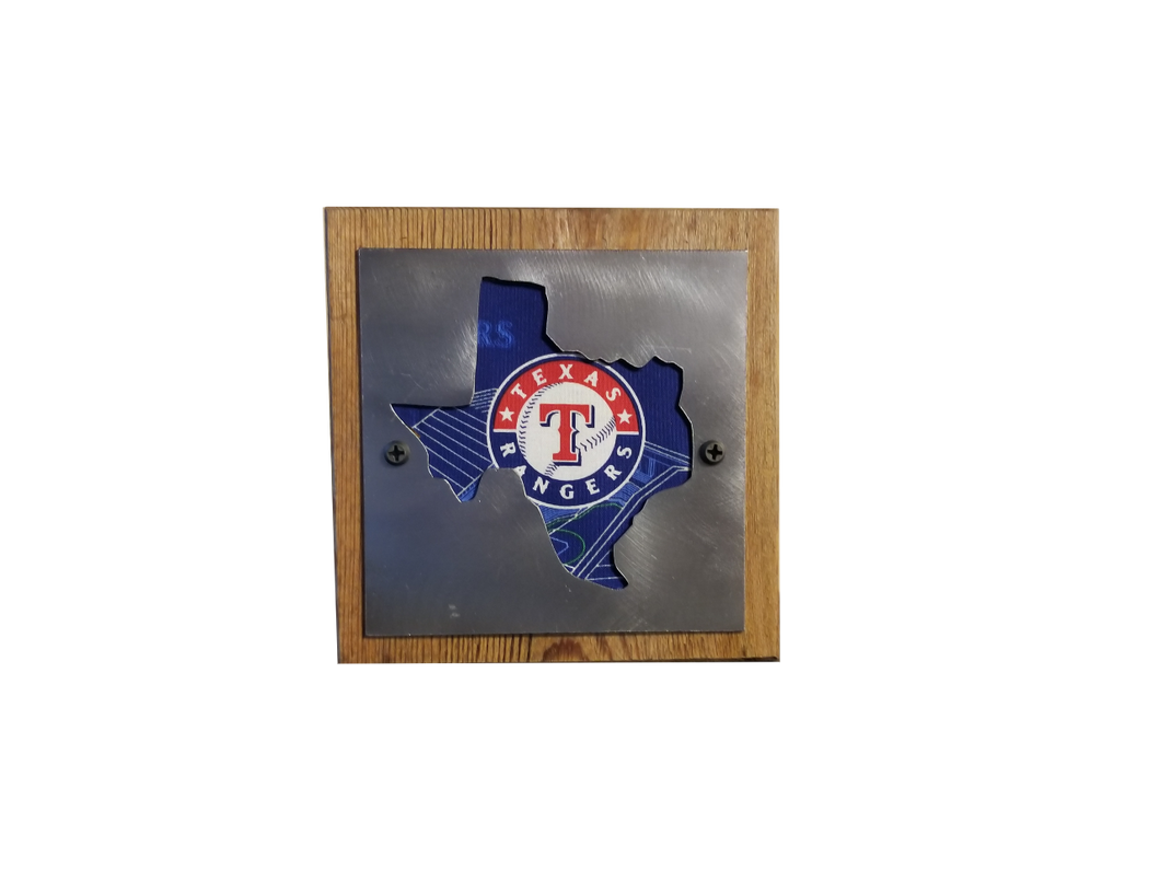 Texas Rangers Wood and Metal sign