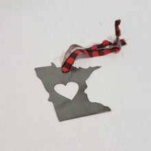 Minnesota Rustic Metal Heart Ornament