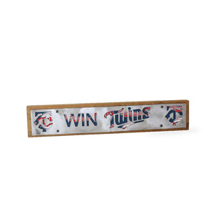 Minnesota Twins "Win Twins" Rustic Wood & Metal Large Home Decor Sign