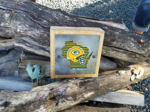 Green Bay Packers Rustic Wood & Metal Small Home Decor Sign